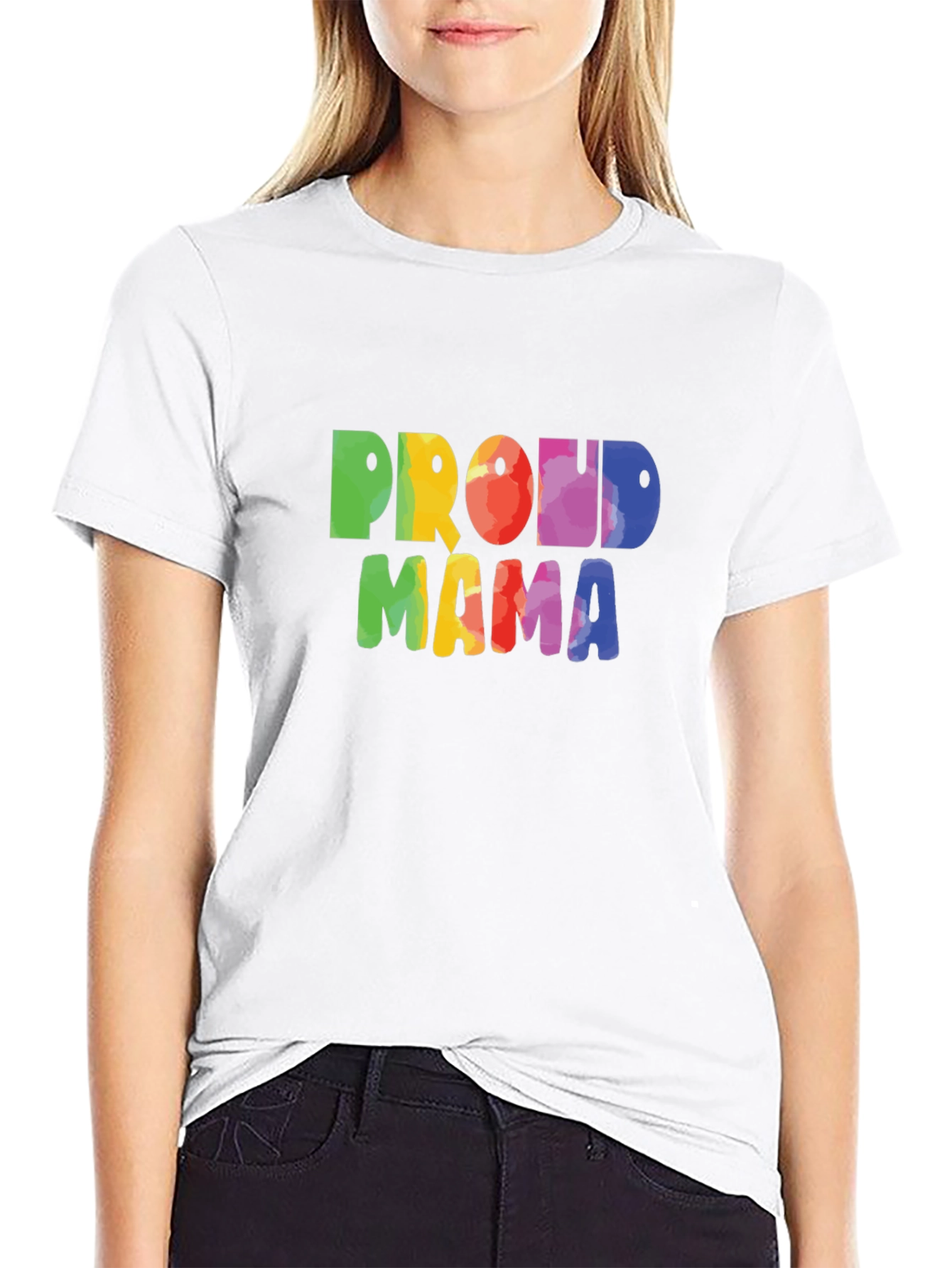 Proud Mama Rainbow Graphic Tee - Black