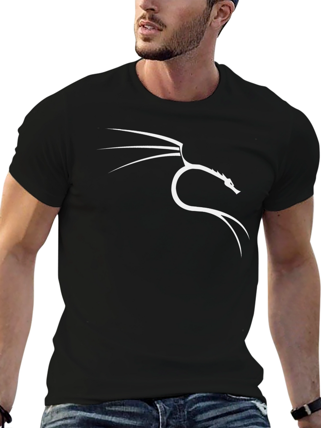 Black T-Shirt with Kali Linux Dragon Logo