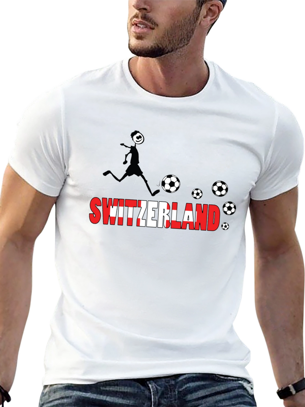 Switzerland Soccer Black T-Shirt