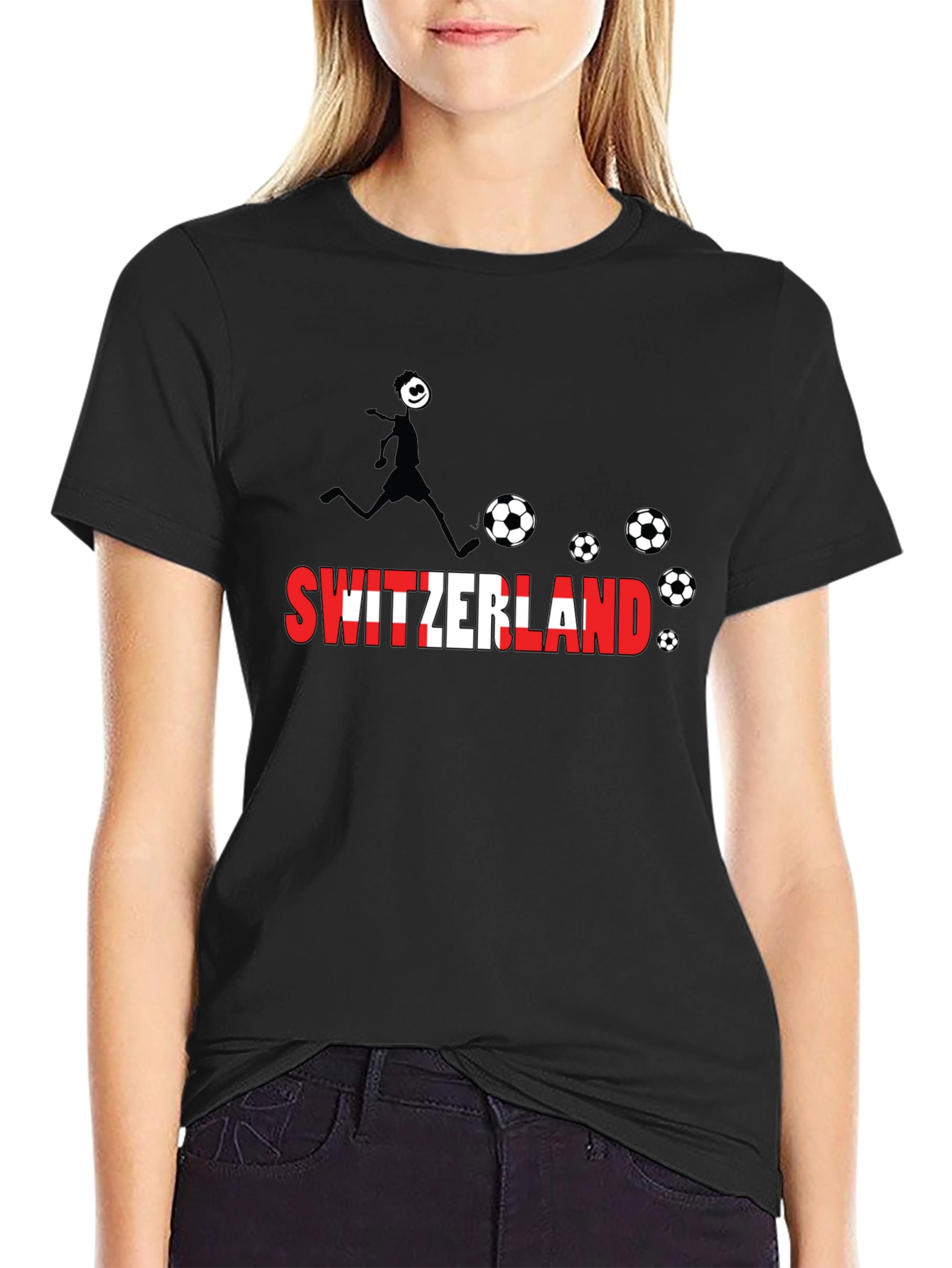 Switzerland Soccer Black T-Shirt