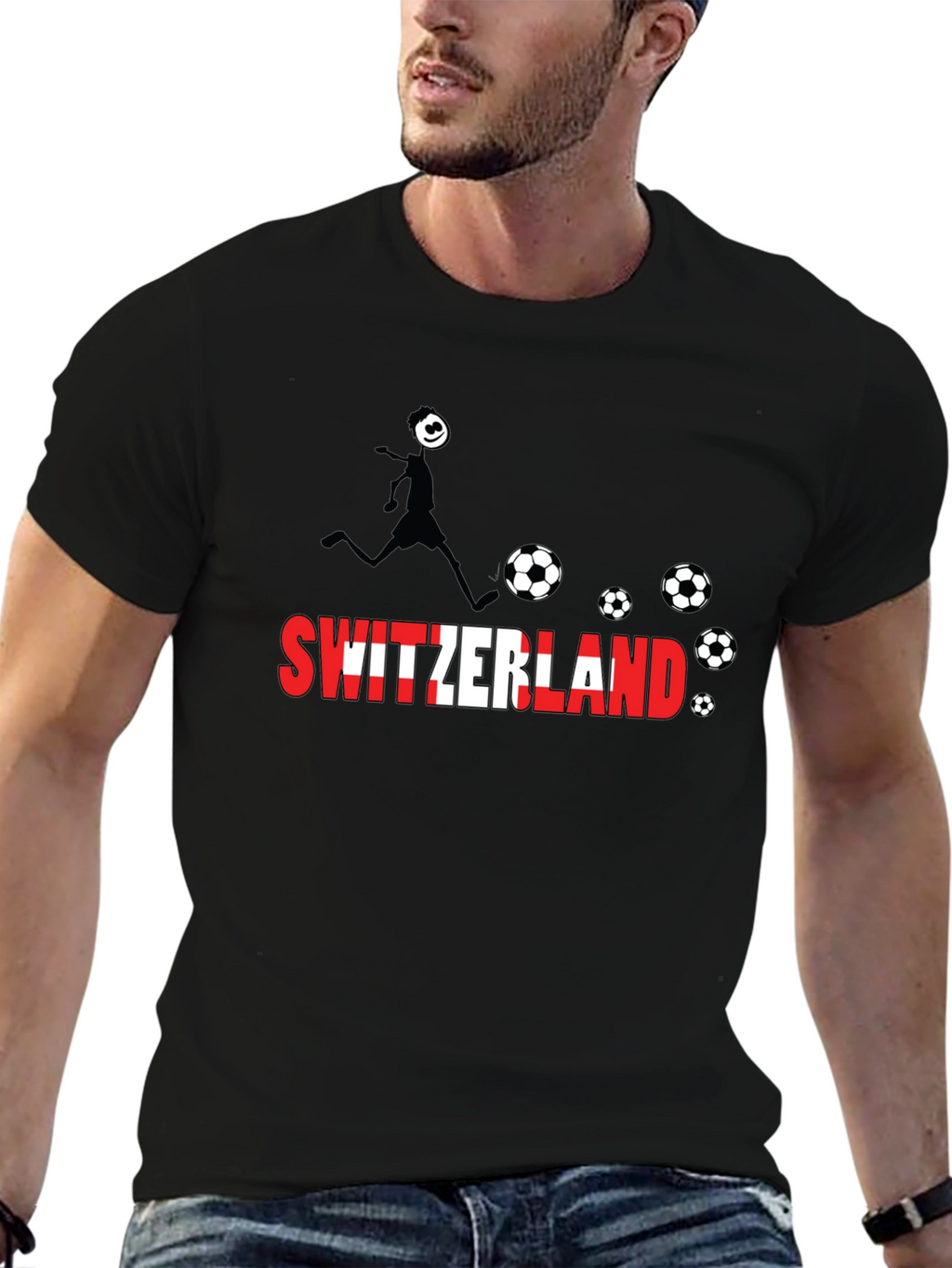 Switzerland Soccer Black T-Shirt