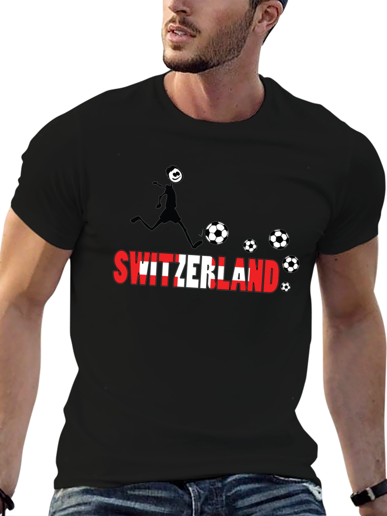Switzerland Soccer Black T-Shirt