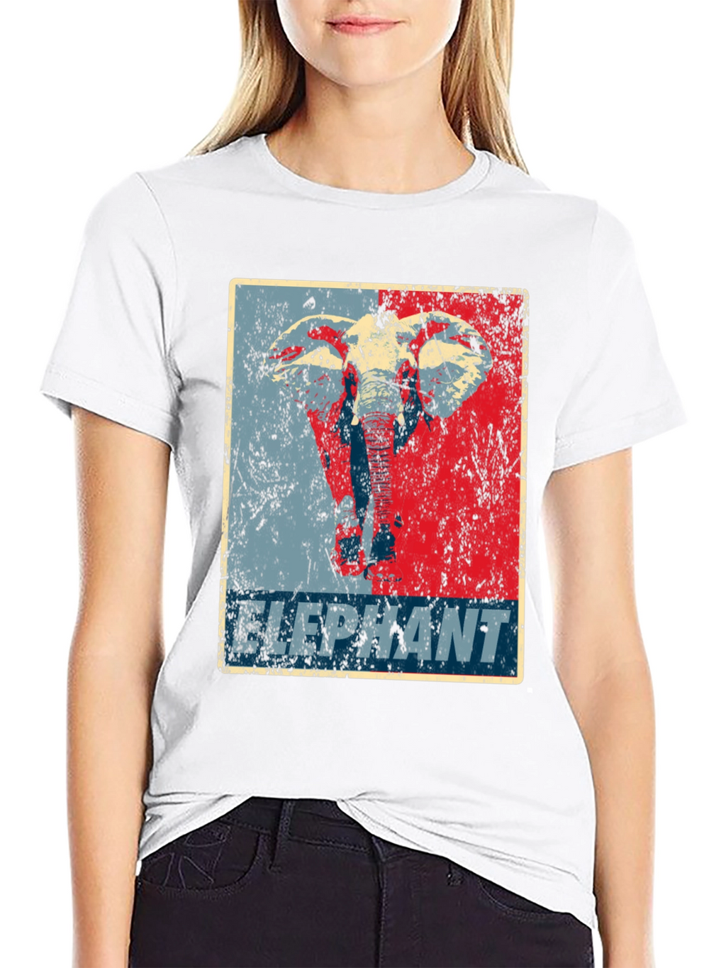 Elephant Graphic Print Crew Neck T-Shirt