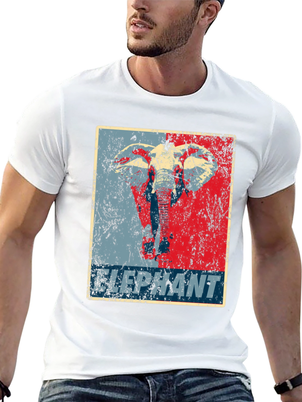 Elephant Graphic Print Crew Neck T-Shirt