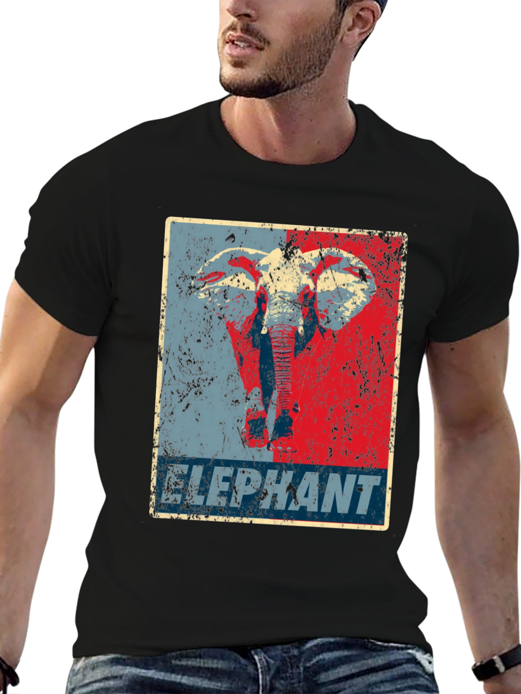 Elephant Graphic Print Crew Neck T-Shirt