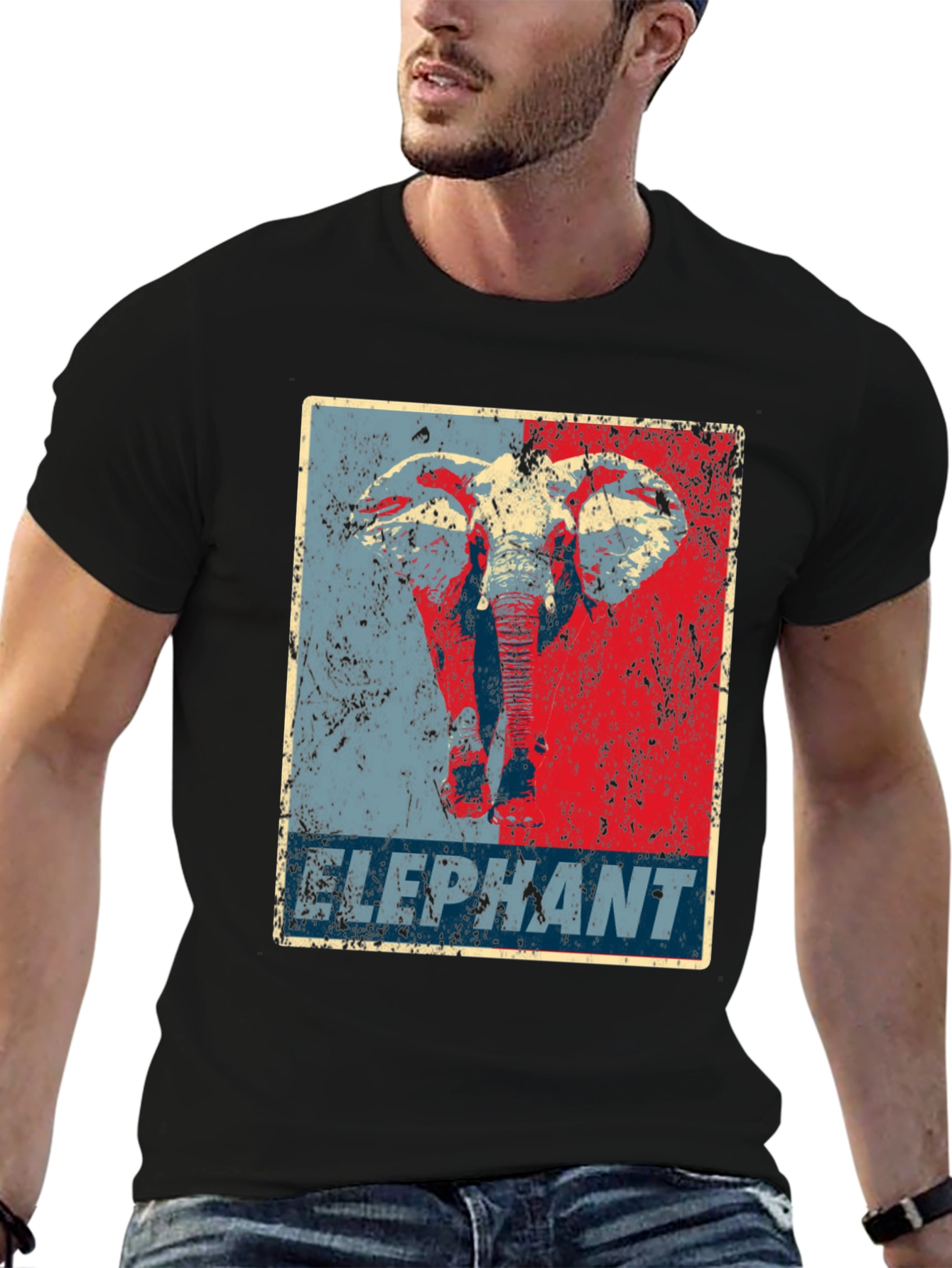 Elephant Graphic Print Crew Neck T-Shirt
