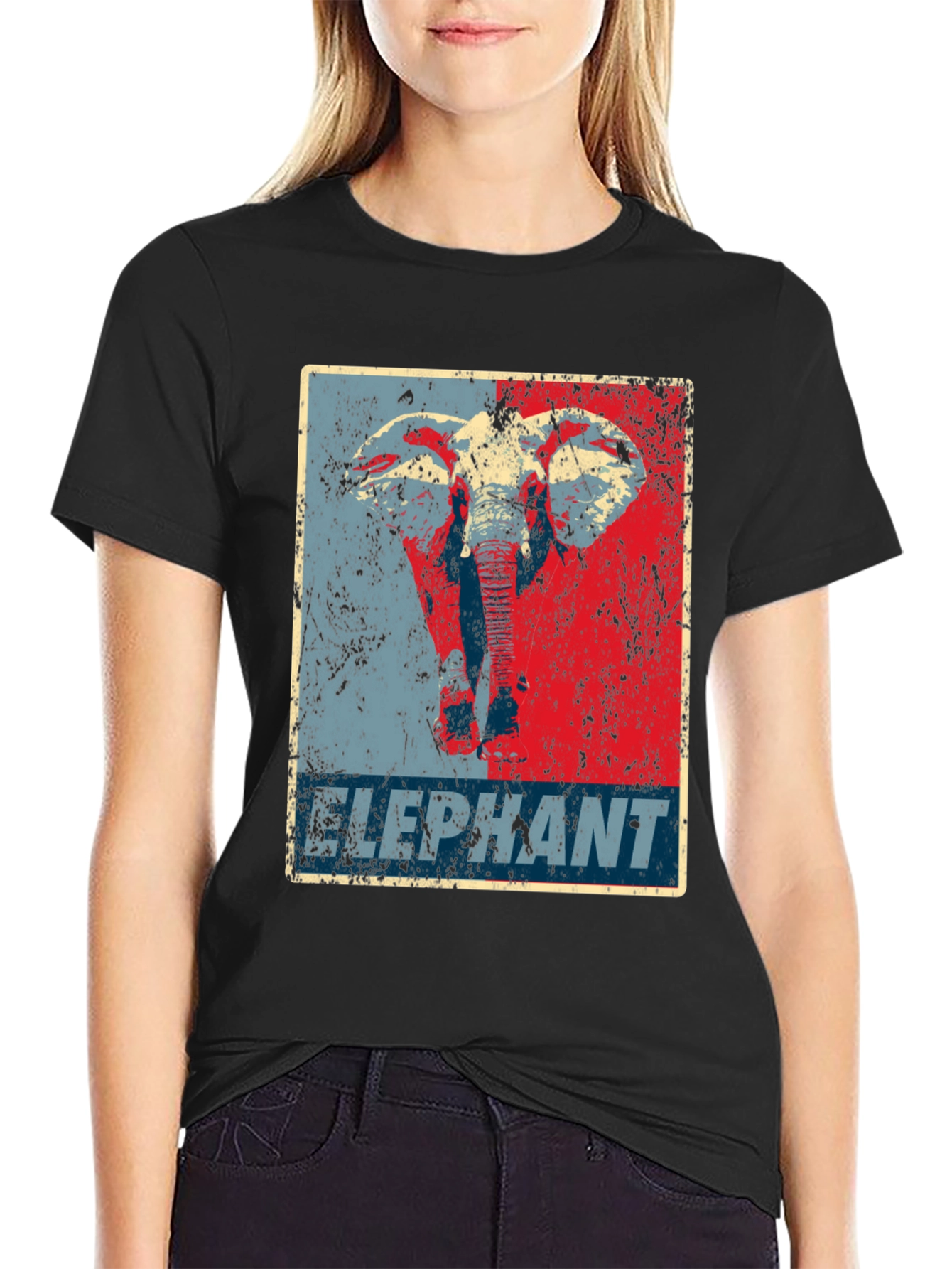 Elephant Graphic Print Crew Neck T-Shirt