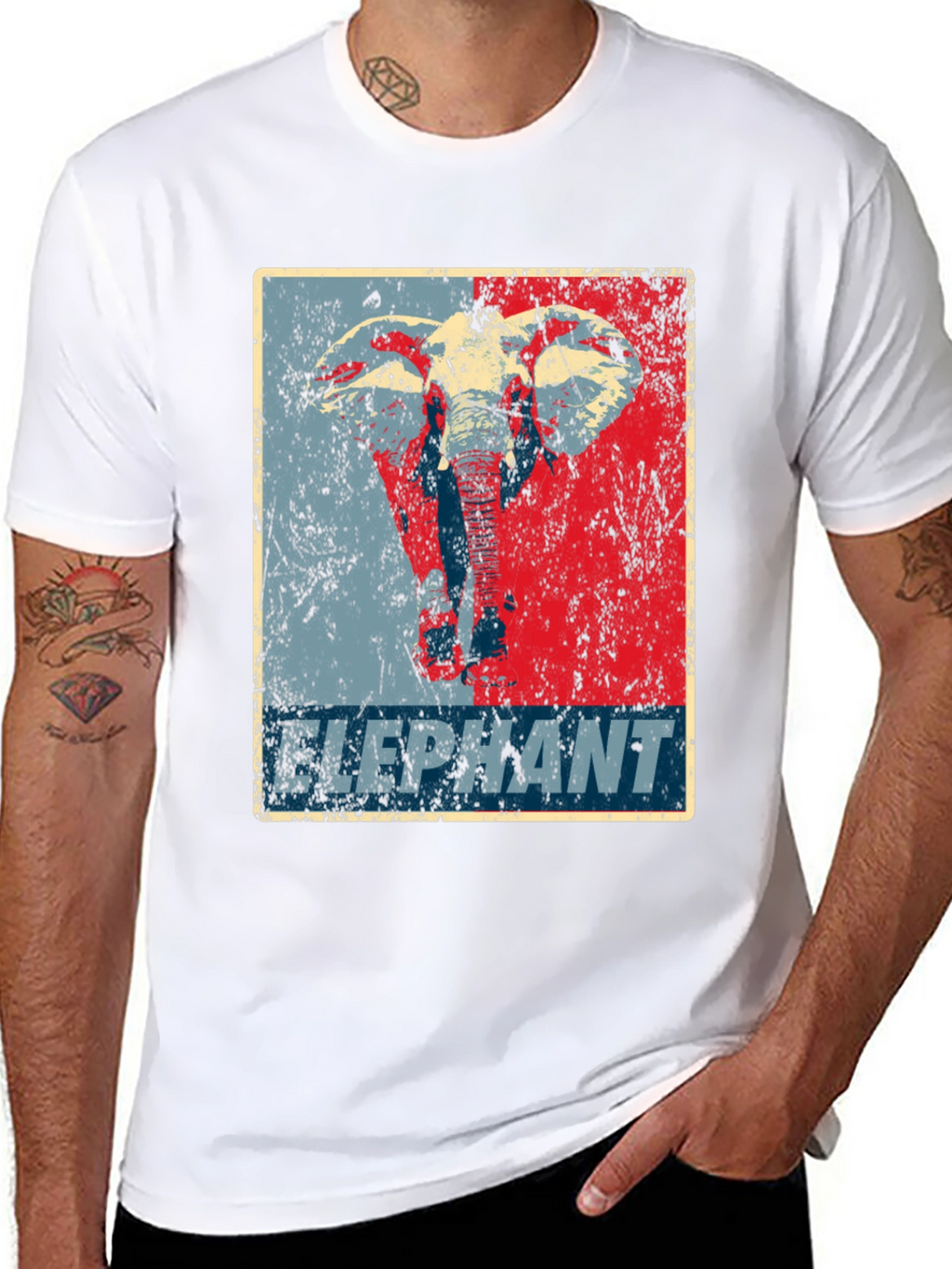 Elephant Graphic Print Crew Neck T-Shirt