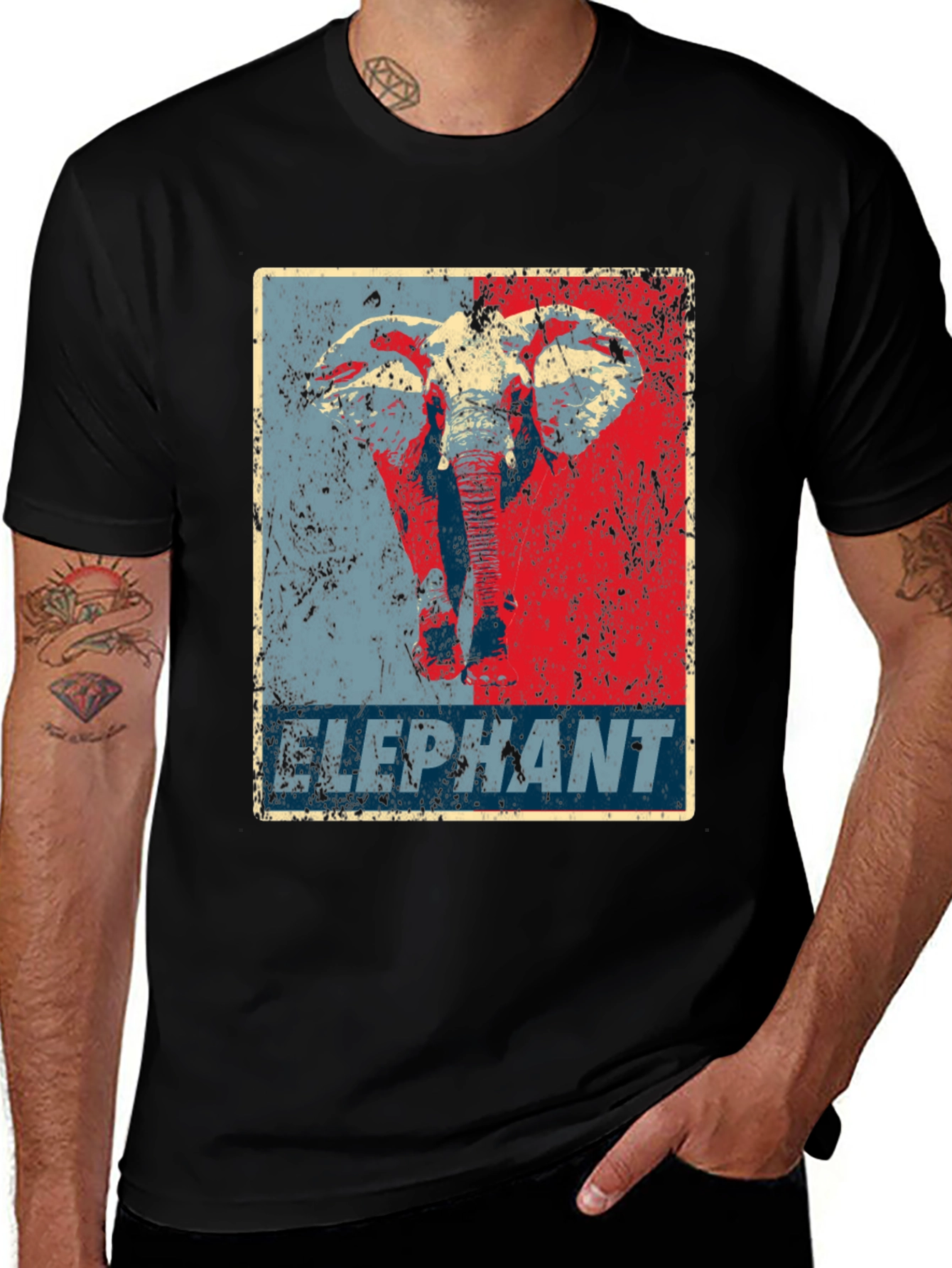 Elephant Graphic Print Crew Neck T-Shirt