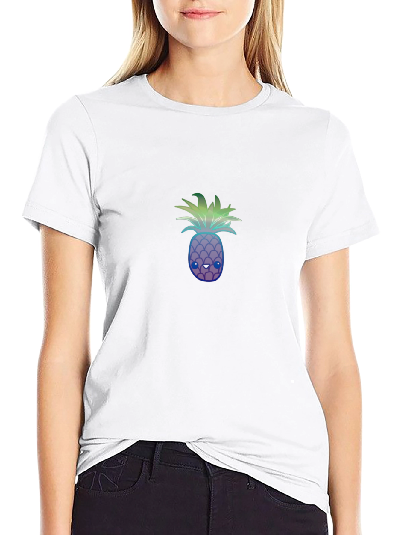Mens Black T-Shirt with Pineapple Graphic