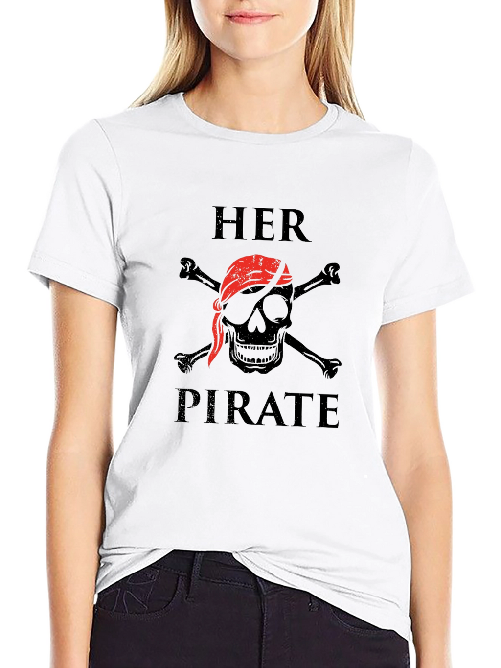 Her Pirate Black Graphic T-Shirt - Skull & Crossbones