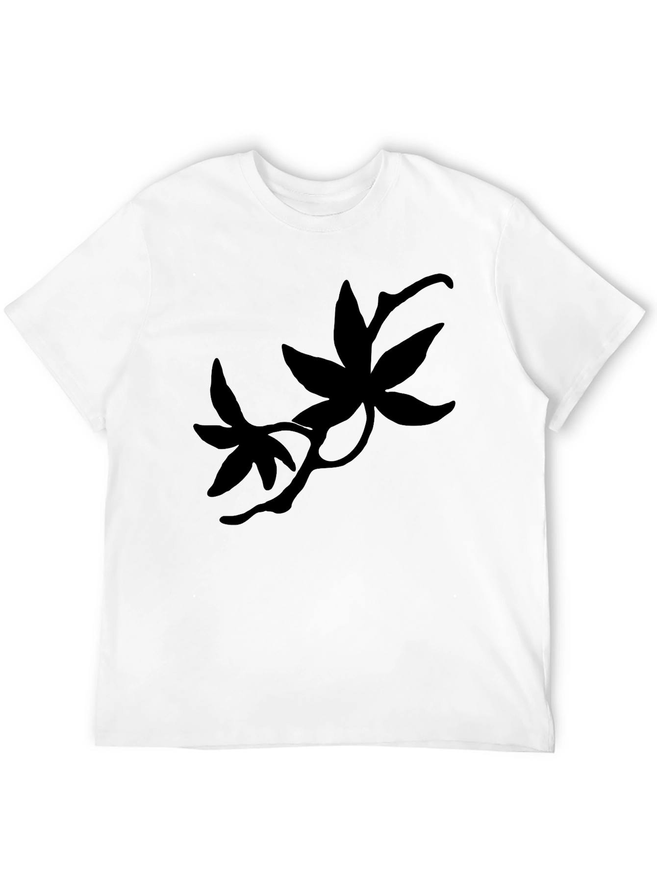 Black T-Shirt with Botanical Silhouette
