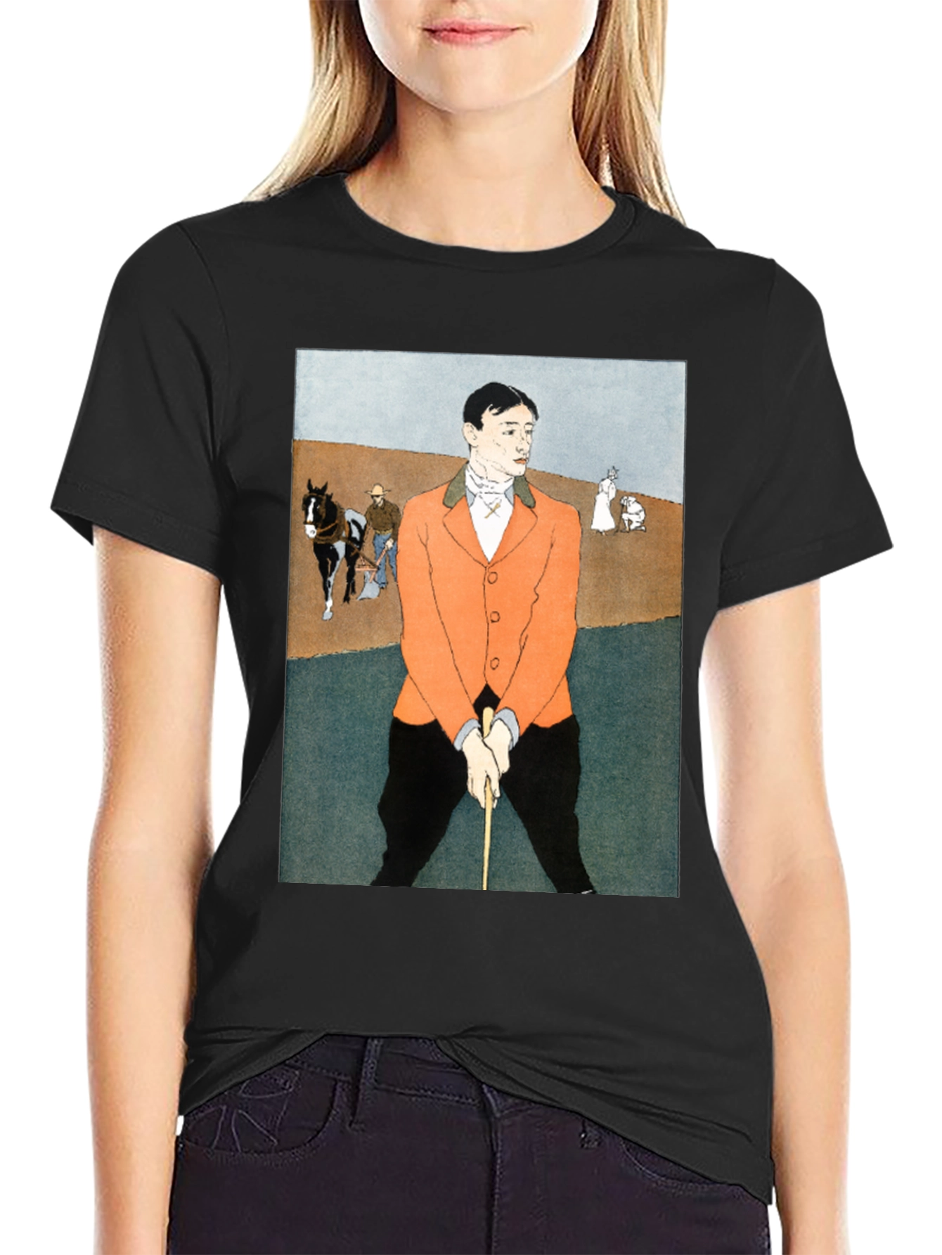 Man Golfing Print T-Shirt - Vintage Art Tee