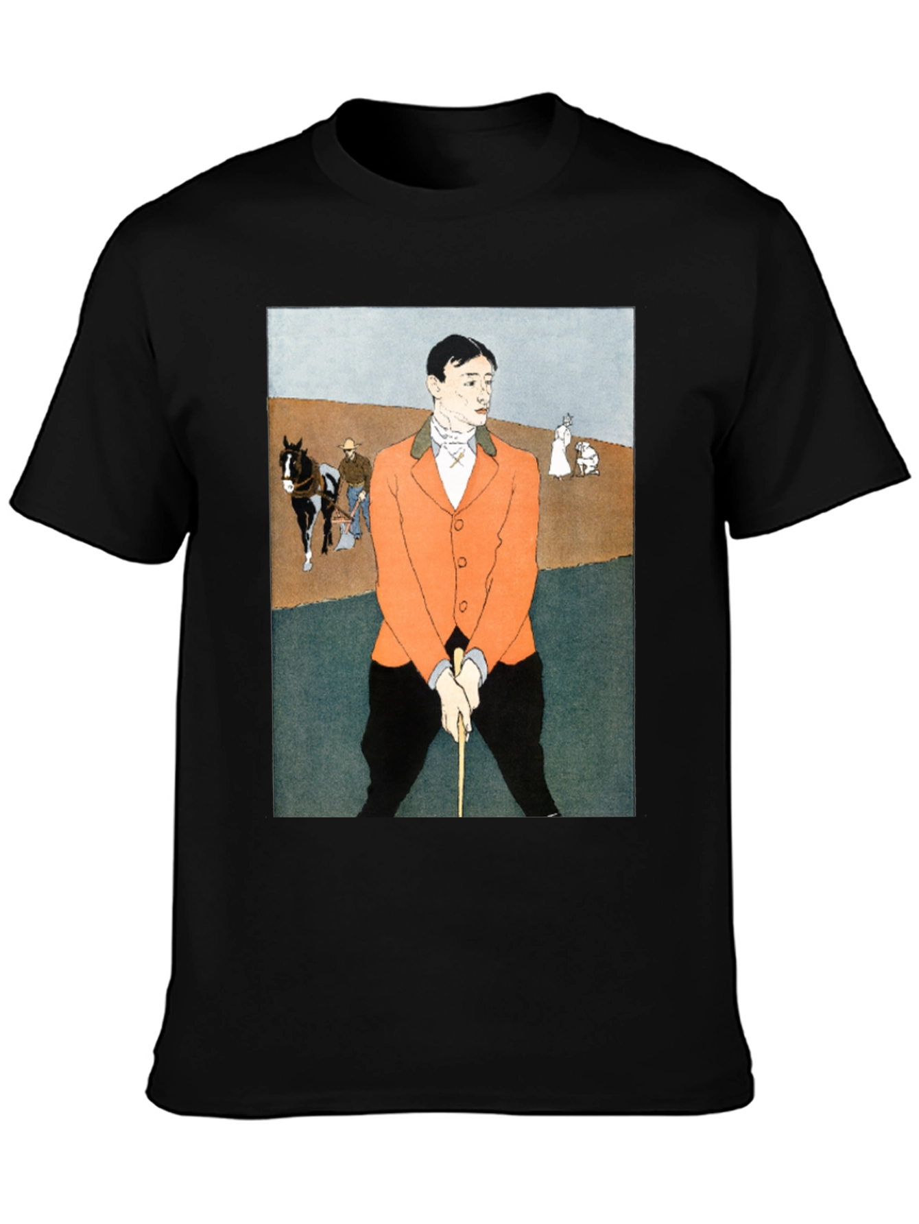 Man Golfing Print T-Shirt - Vintage Art Tee