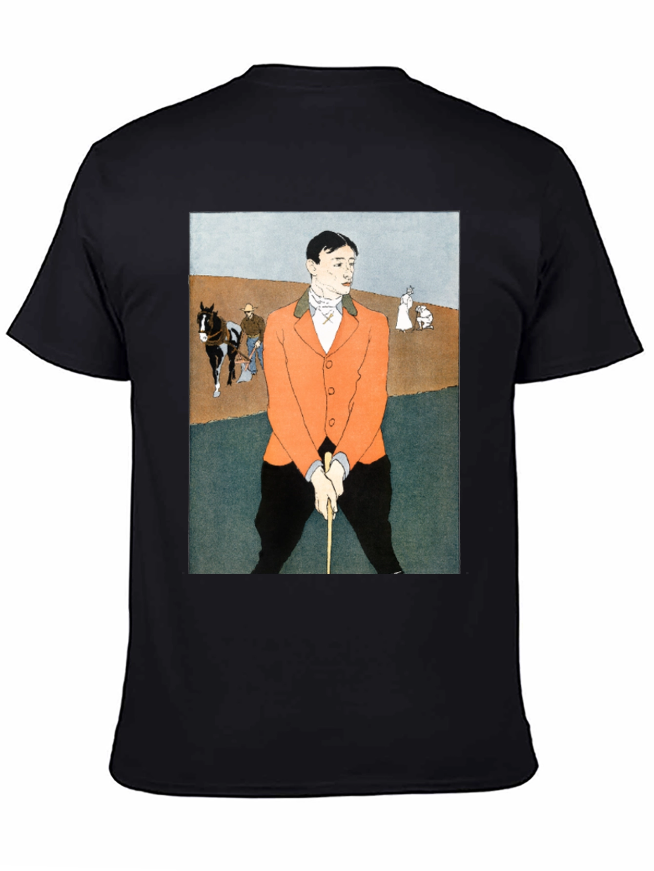 Man Golfing Print T-Shirt - Vintage Art Tee