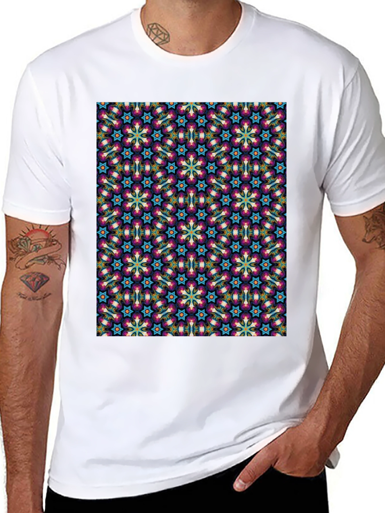 Patterned Graphic Tee - Stylish Black T-Shirt