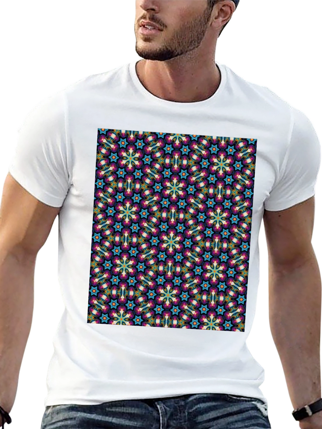 Patterned Graphic Tee - Stylish Black T-Shirt