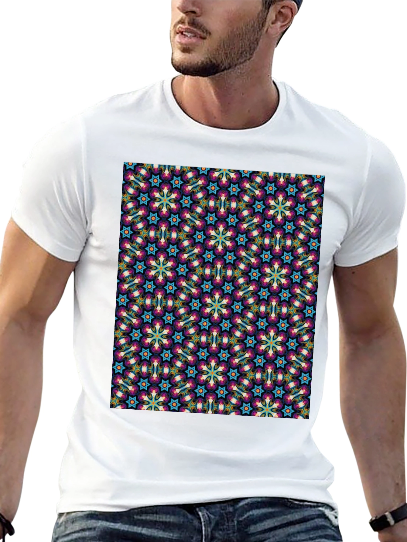 Patterned Graphic Tee - Stylish Black T-Shirt