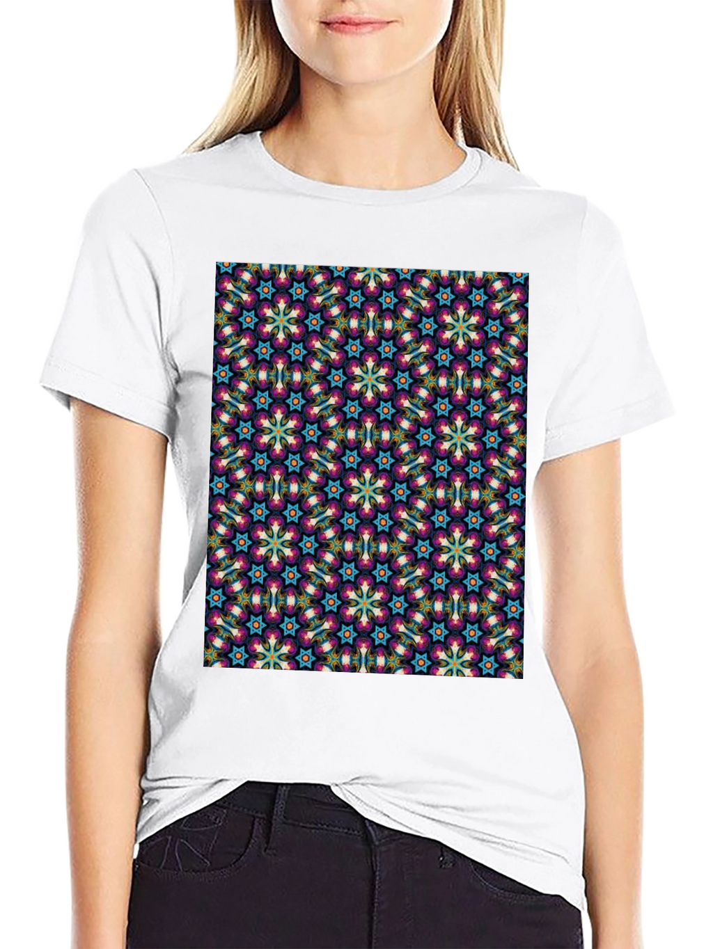 Patterned Graphic Tee - Stylish Black T-Shirt