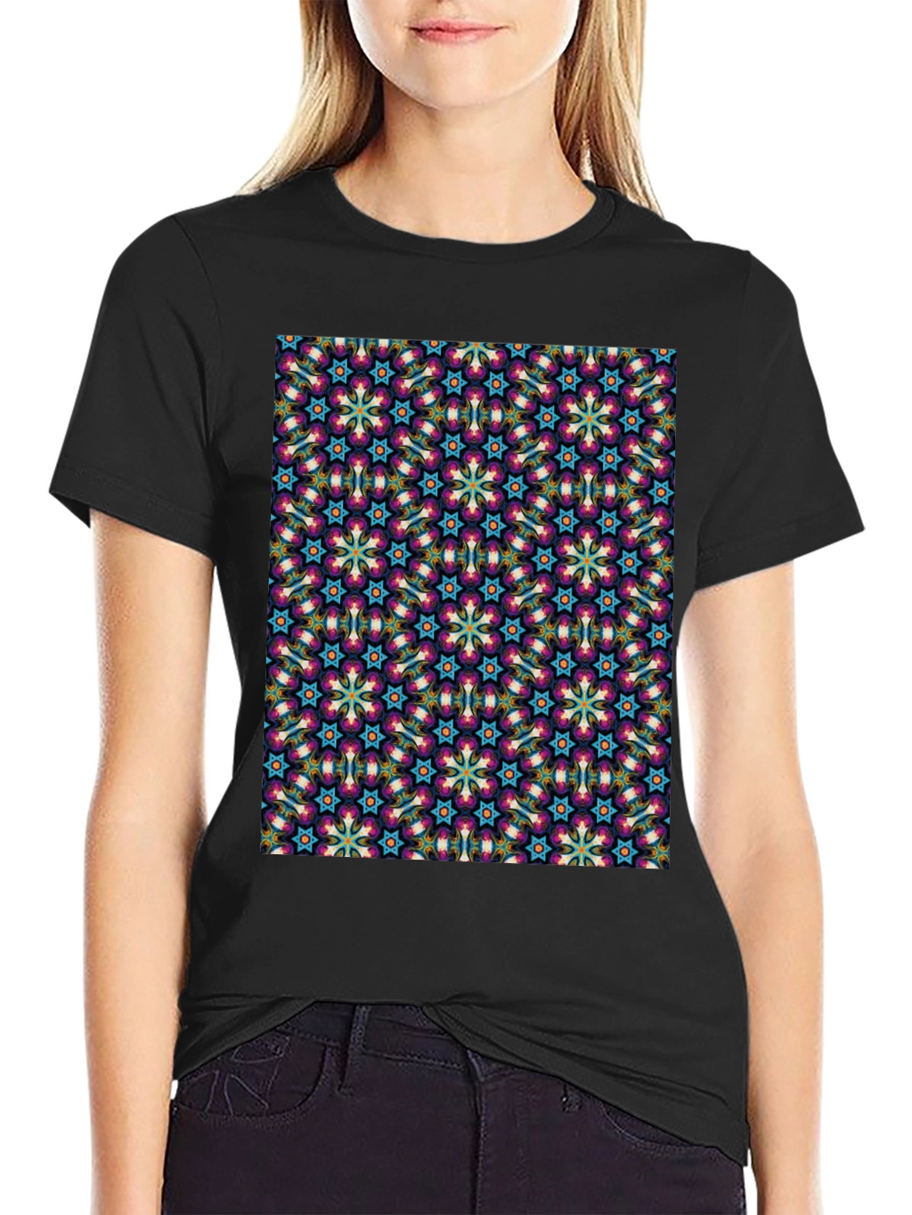 Patterned Graphic Tee - Stylish Black T-Shirt