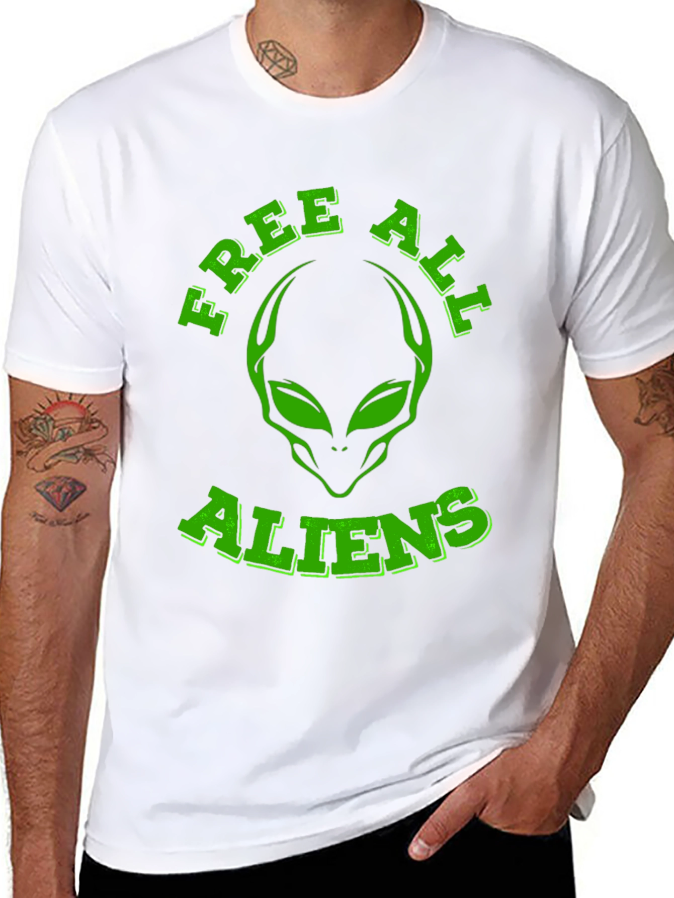 Free All Aliens Graphic Tee - Black Cotton T-Shirt