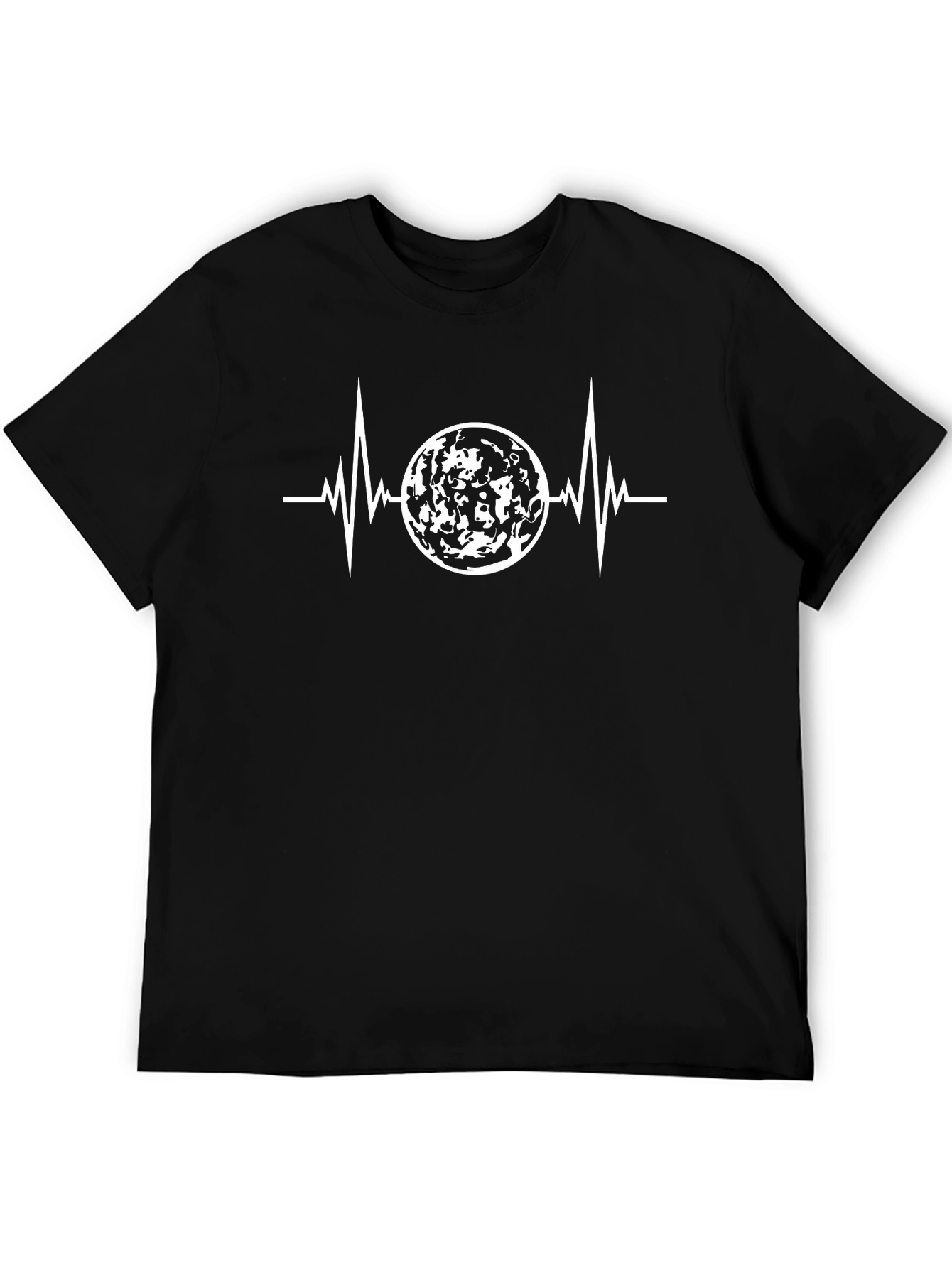 Heartbeat Moon Graphic T-Shirt - Black