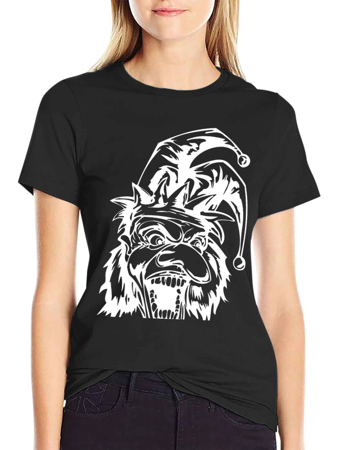 Mens Black T-Shirt with Jester Graphic