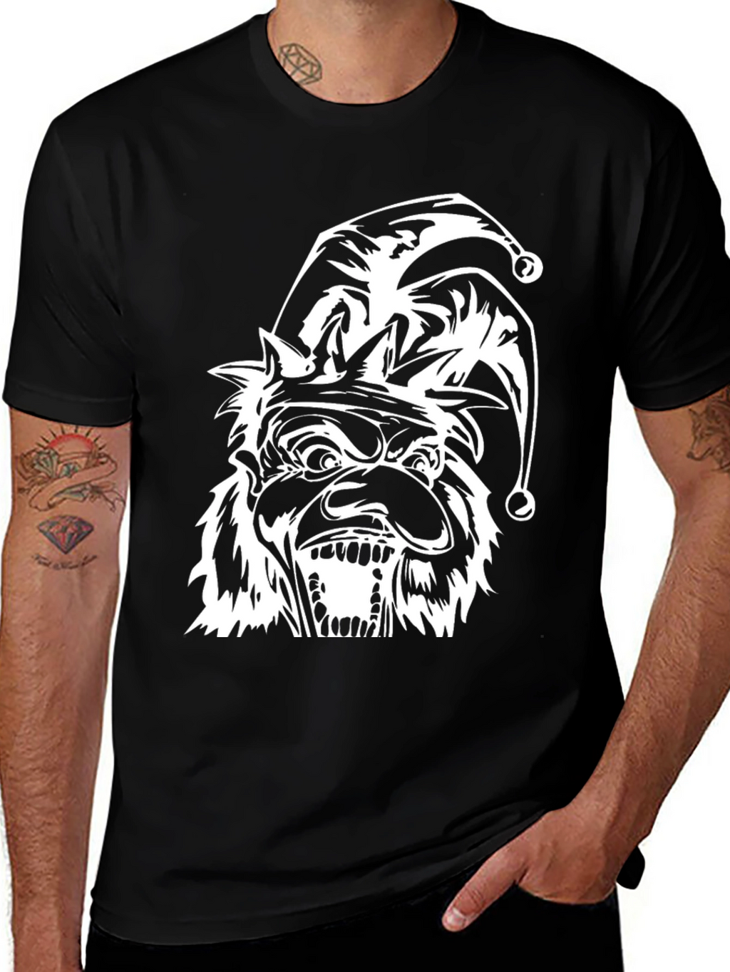 Mens Black T-Shirt with Jester Graphic