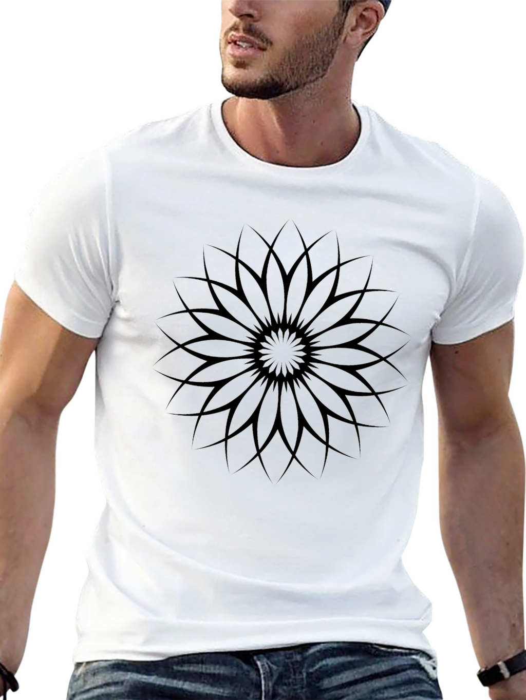 Elegant Black Flower Graphic T-Shirt