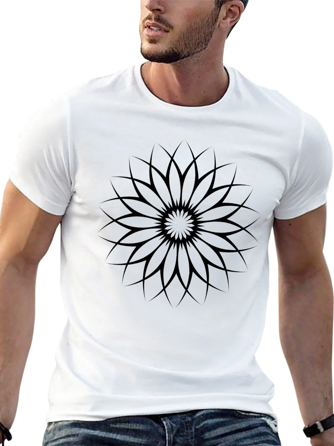 Elegant Black Flower Graphic T-Shirt