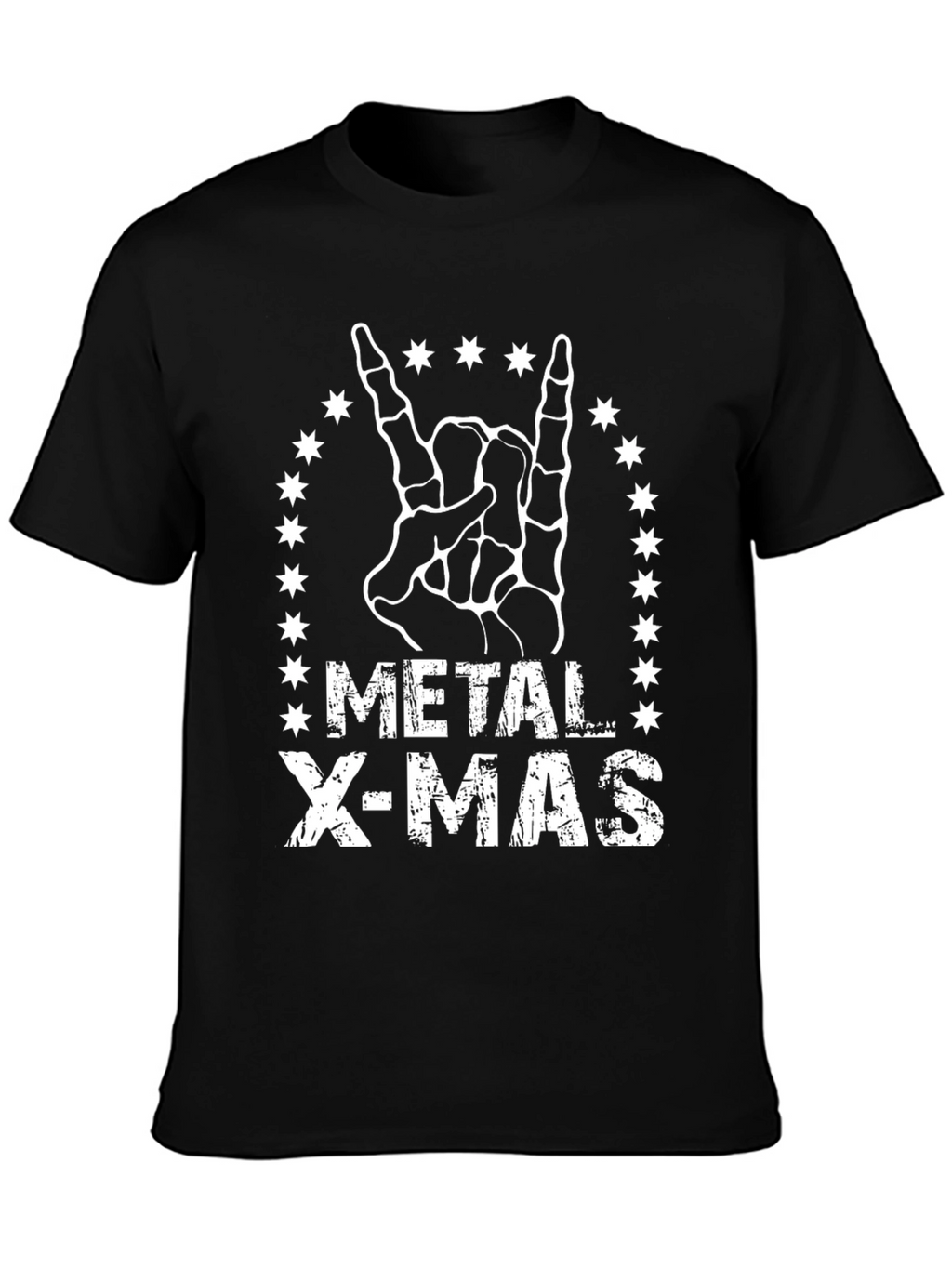 Metal X-Mas T-Shirt - Rock Hand Skeleton Graphic