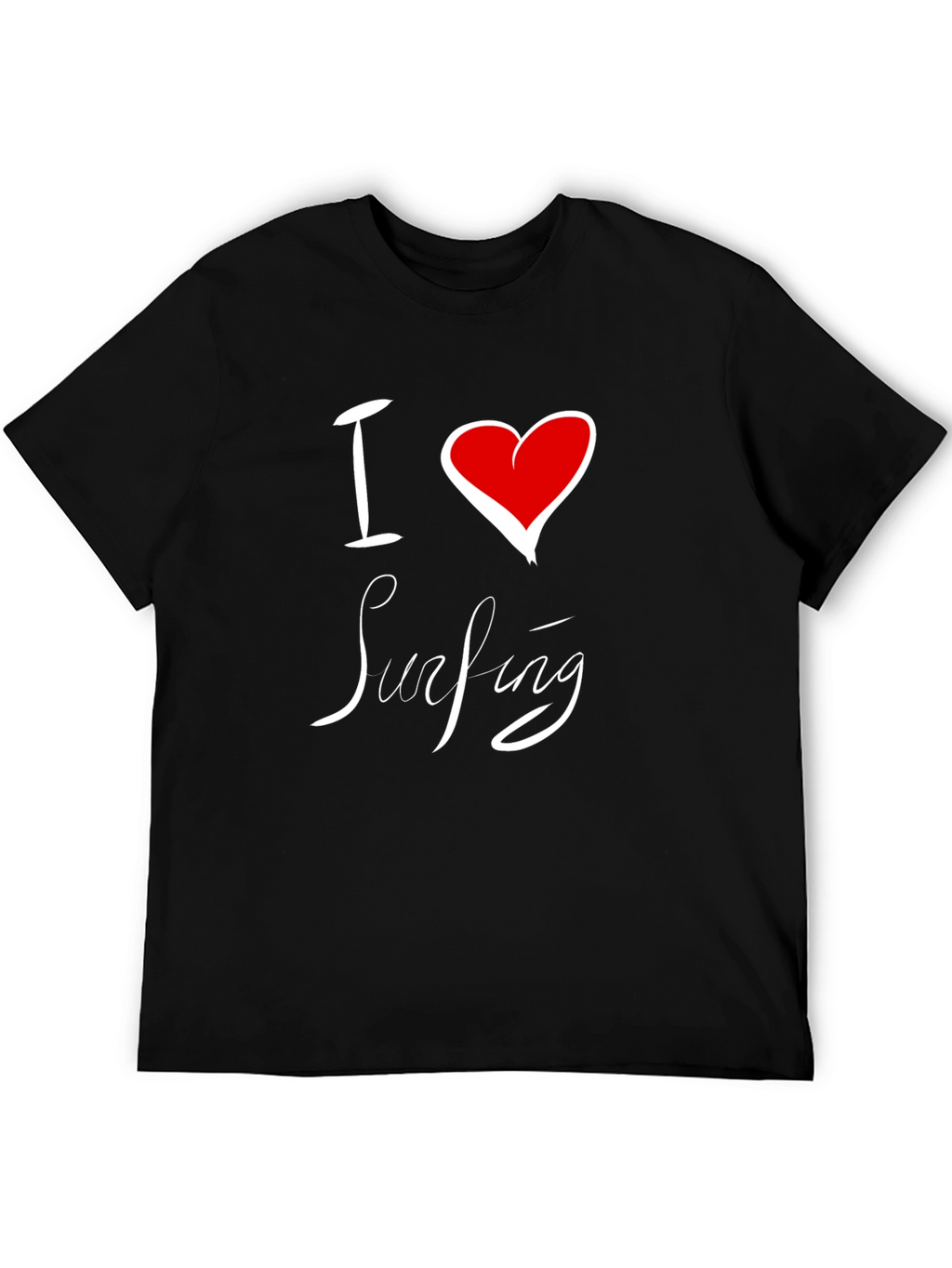I Love Surfing Black Cotton Tee