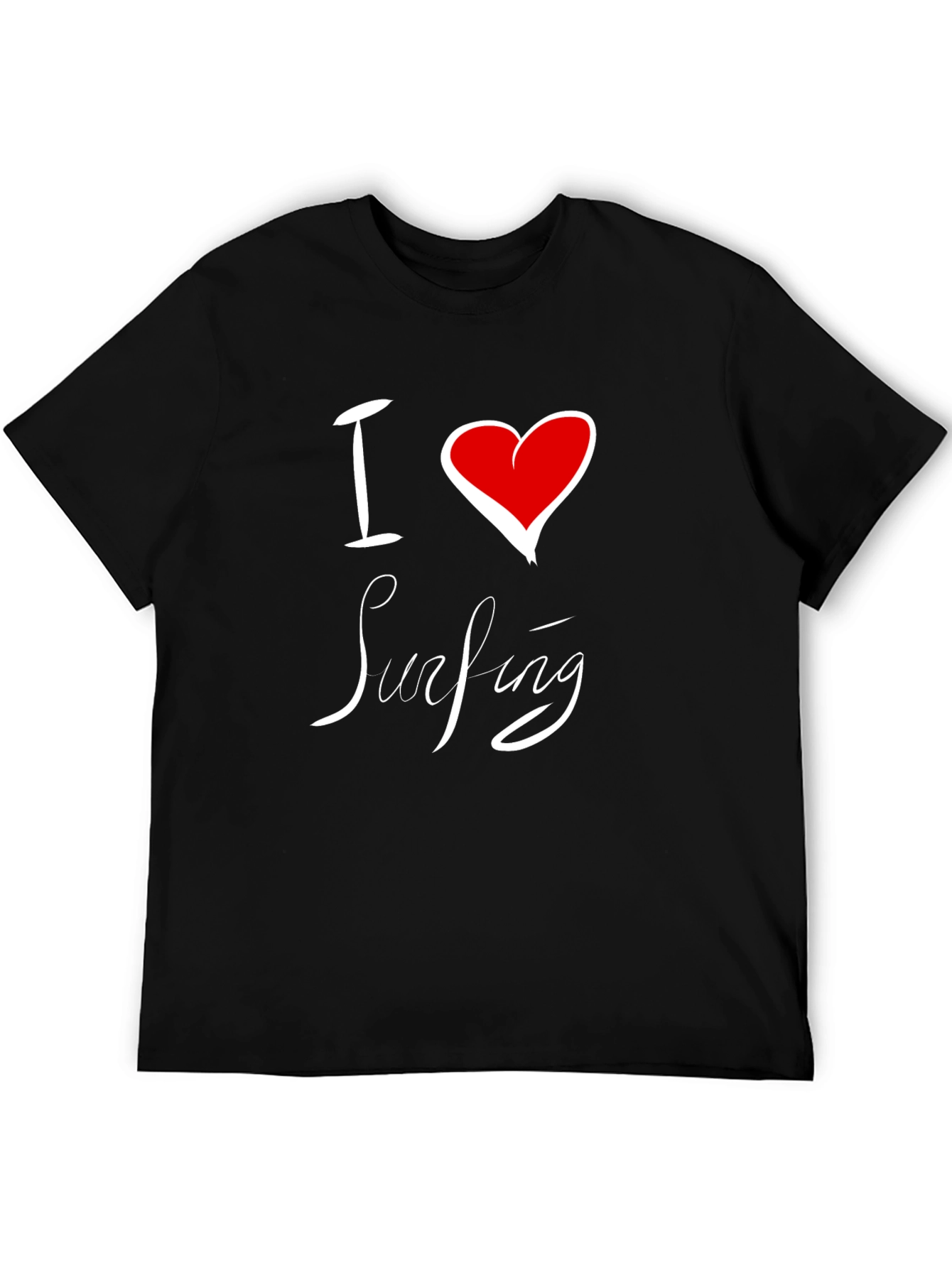 I Love Surfing Black Cotton Tee