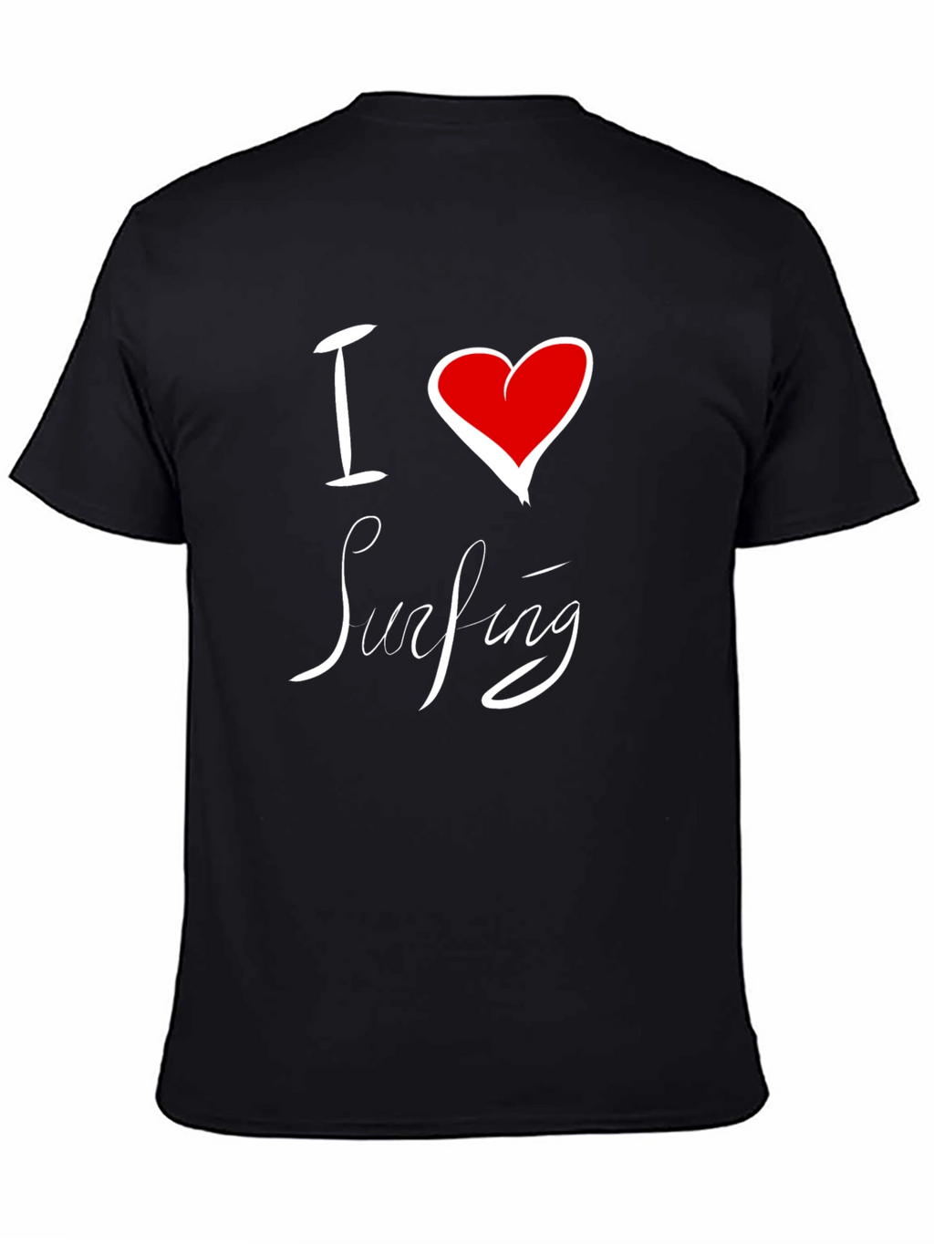 I Love Surfing Black Cotton Tee