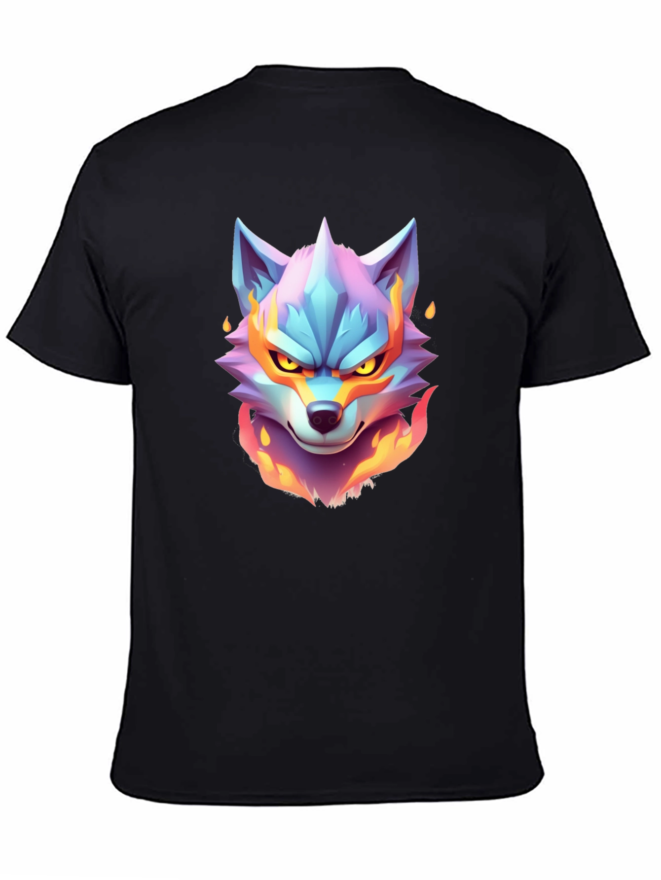 Fiery Wolf Graphic Tee - Cool Animal Design