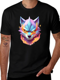 Fiery Wolf Graphic Tee - Cool Animal Design