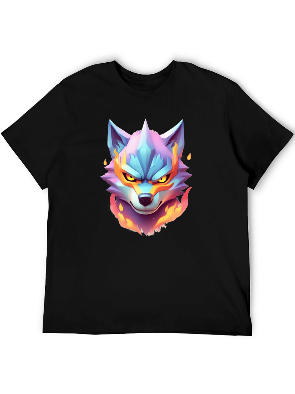Fiery Wolf Graphic Tee - Cool Animal Design