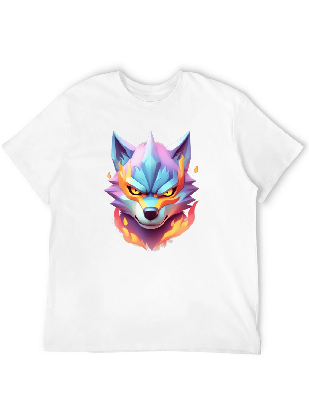 Fiery Wolf Graphic Tee - Cool Animal Design