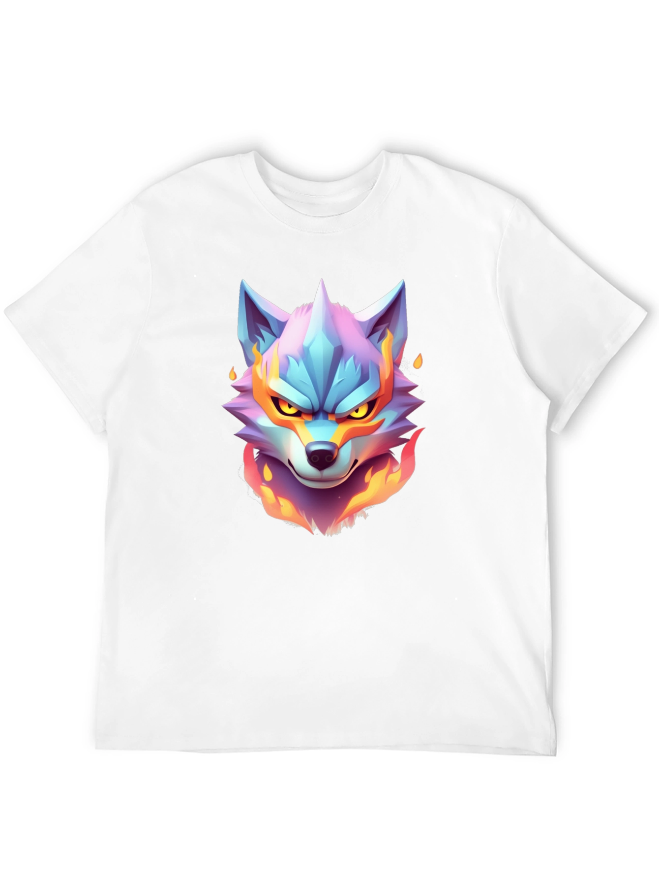 Fiery Wolf Graphic Tee - Cool Animal Design