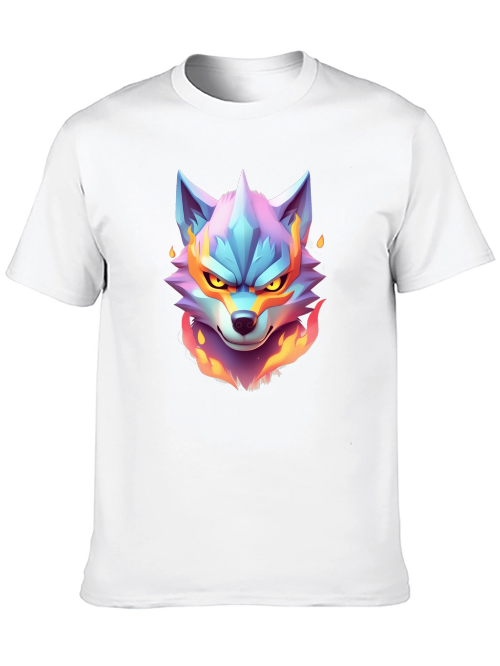 Fiery Wolf Graphic Tee - Cool Animal Design