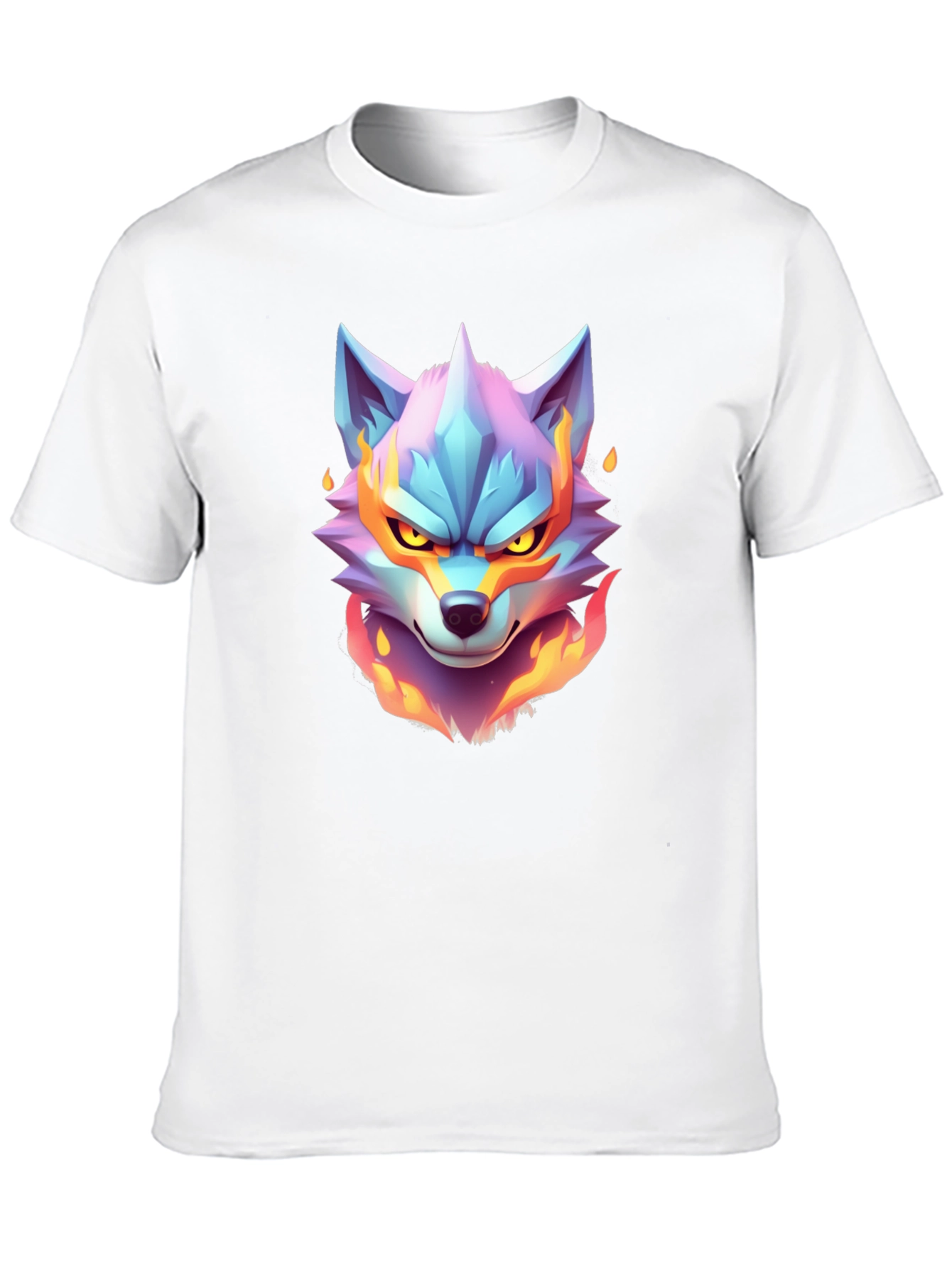 Fiery Wolf Graphic Tee - Cool Animal Design