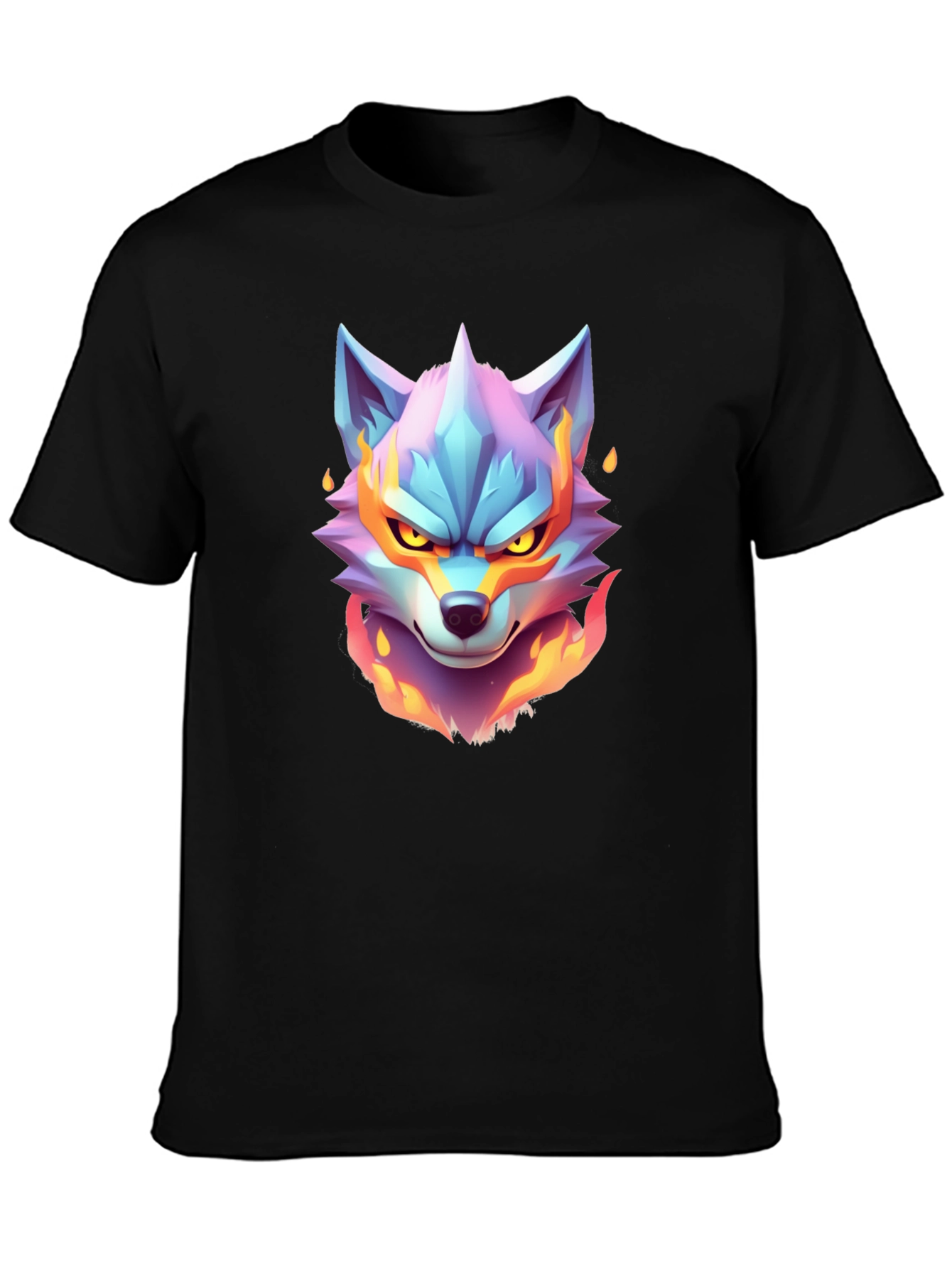 Fiery Wolf Graphic Tee - Cool Animal Design