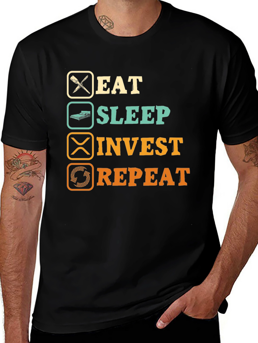 Eat Sleep Invest Repeat Graphic T-Shirt