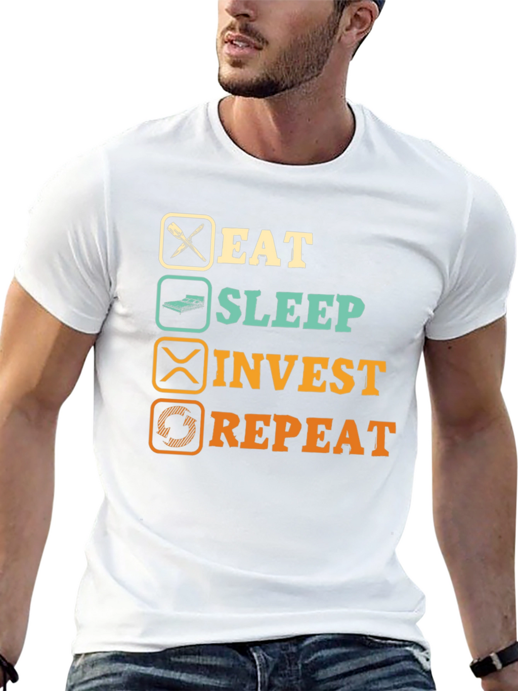 Eat Sleep Invest Repeat Graphic T-Shirt