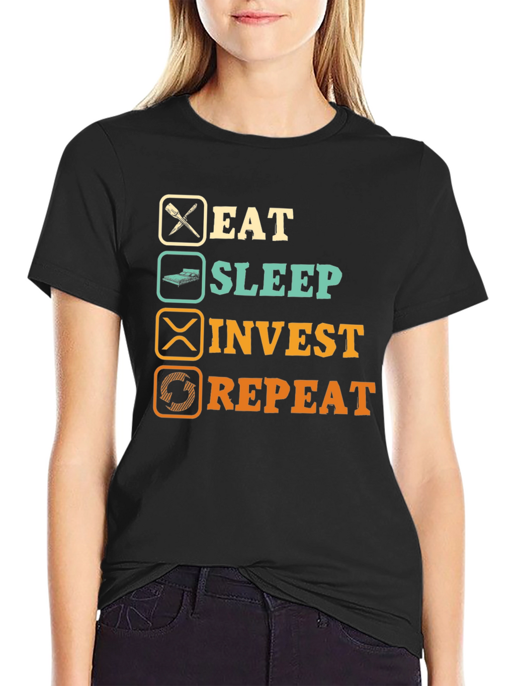 Eat Sleep Invest Repeat Graphic T-Shirt