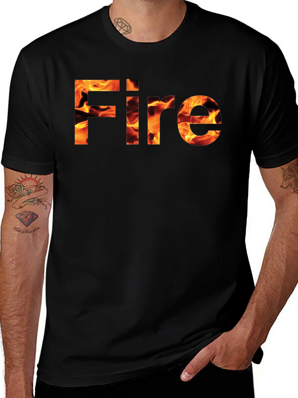 Fire Graphic Black Tee - Bold & Stylish