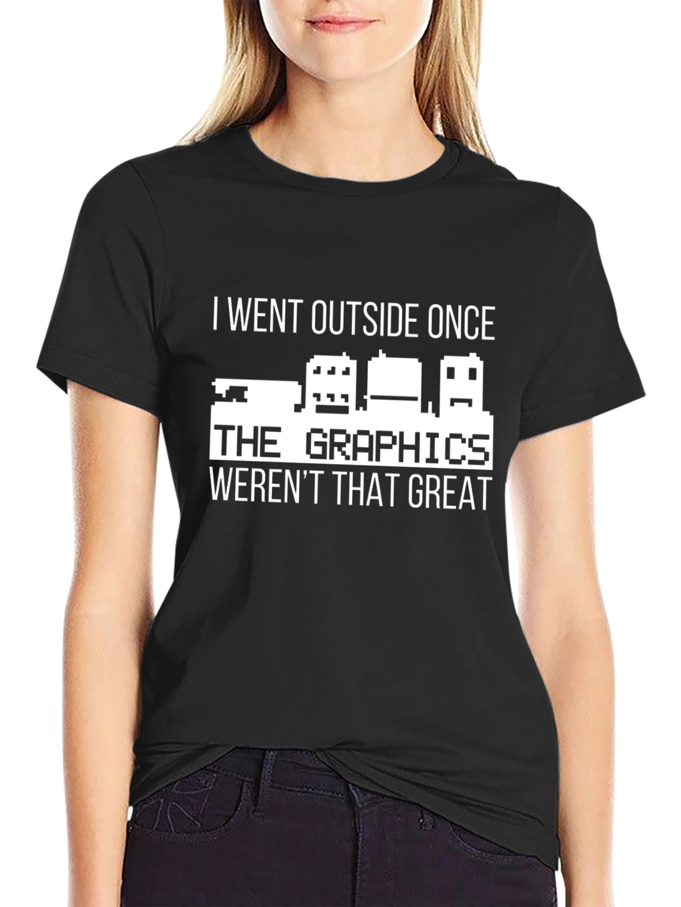 I Went Outside Once T-Shirt Funny Gamer Tee