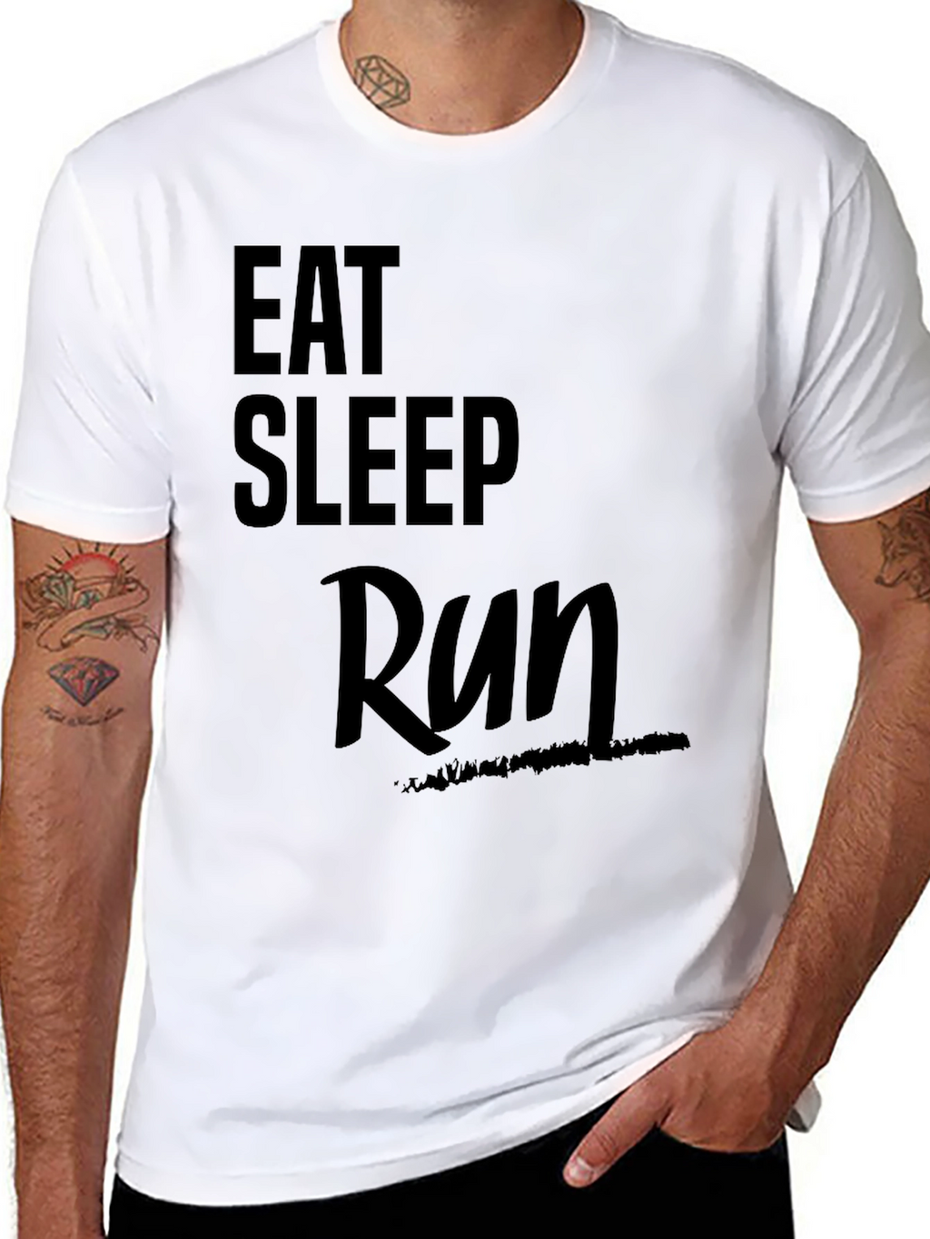 Eat Sleep Run T-Shirt - Black Graphic Tee