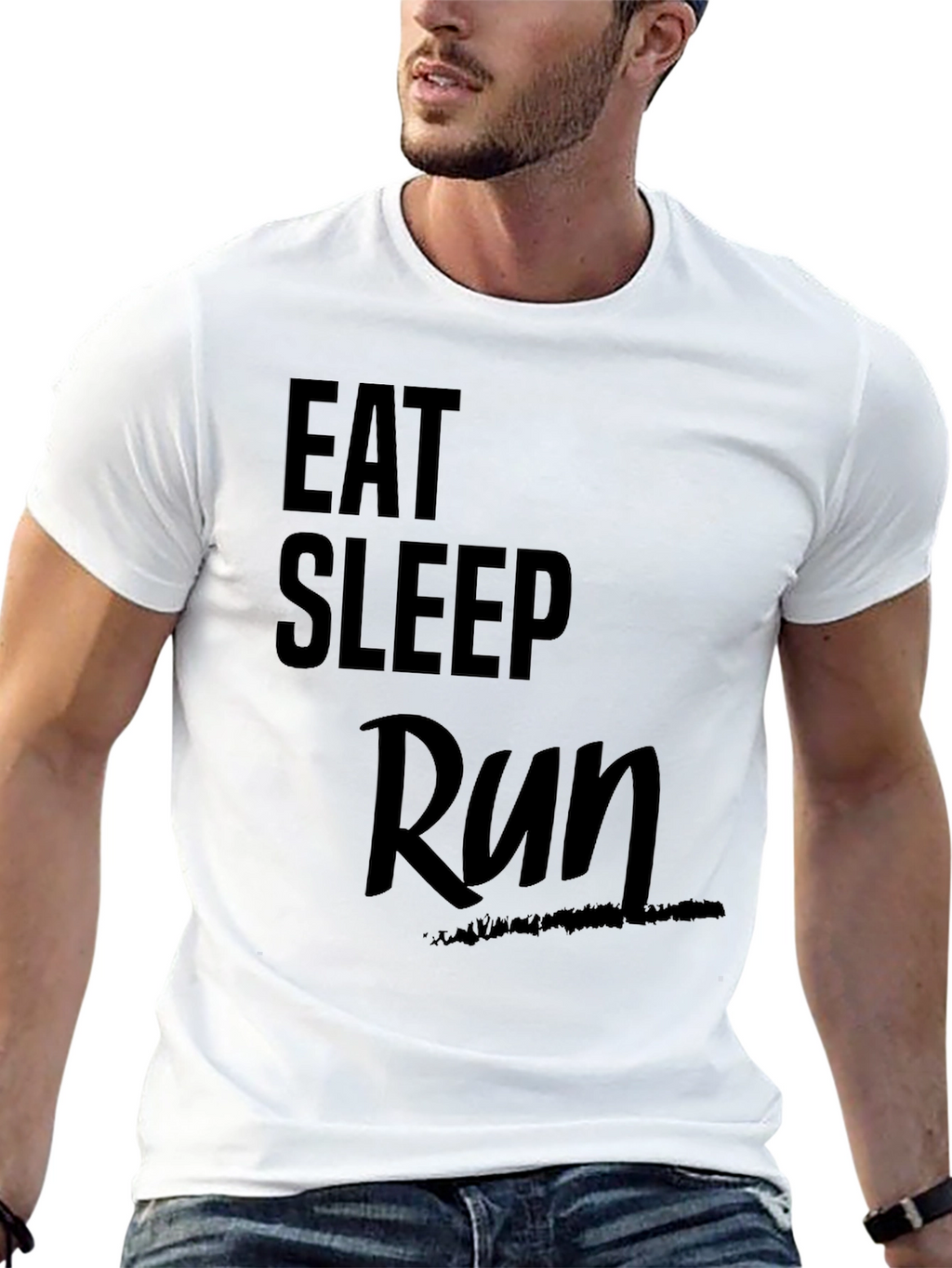 Eat Sleep Run T-Shirt - Black Graphic Tee
