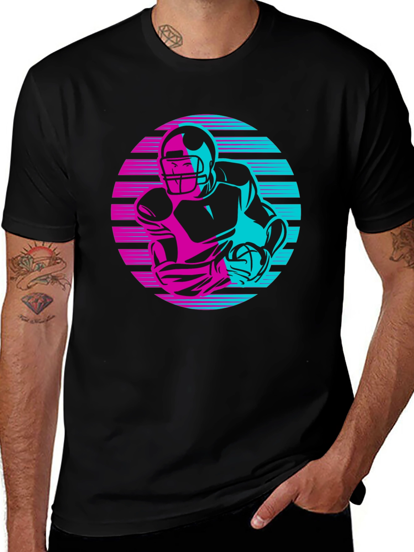 Retro Football Player Graphic Tee